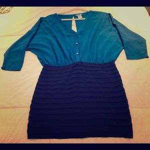 Esley blue black womens dress size small